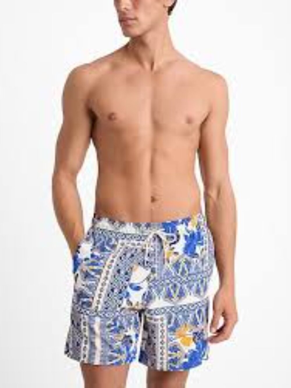 Express Patchwork Floral Men's XL 3 Pocket Beach Drawstring Waist Swim Shorts